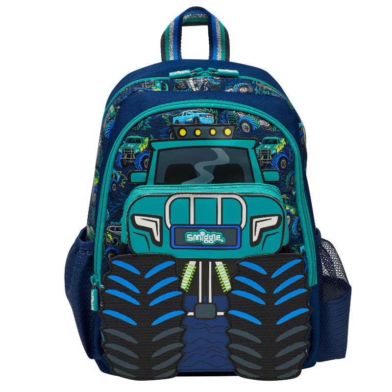 Mochila Infantil Masculina Azul Carro