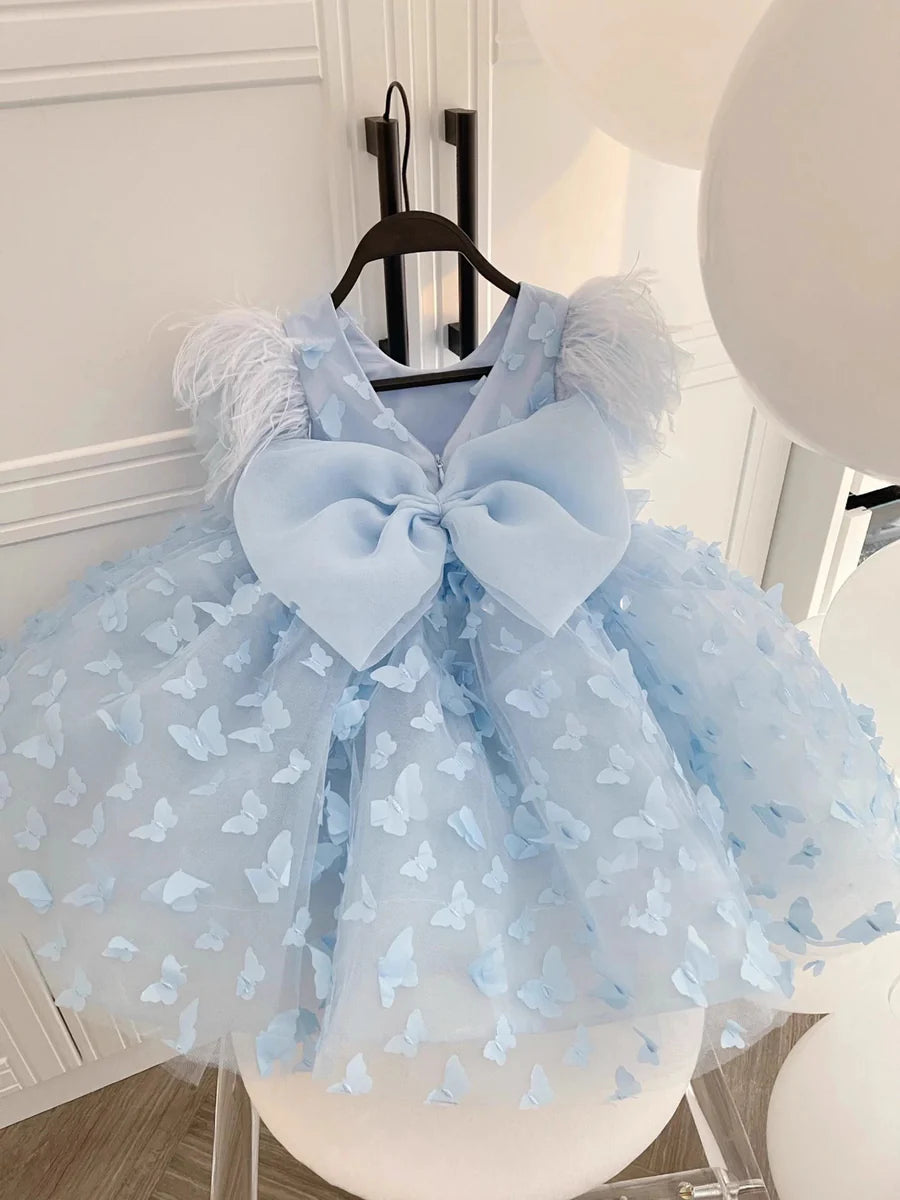 Vestido Infantil Azul Borboletinhas