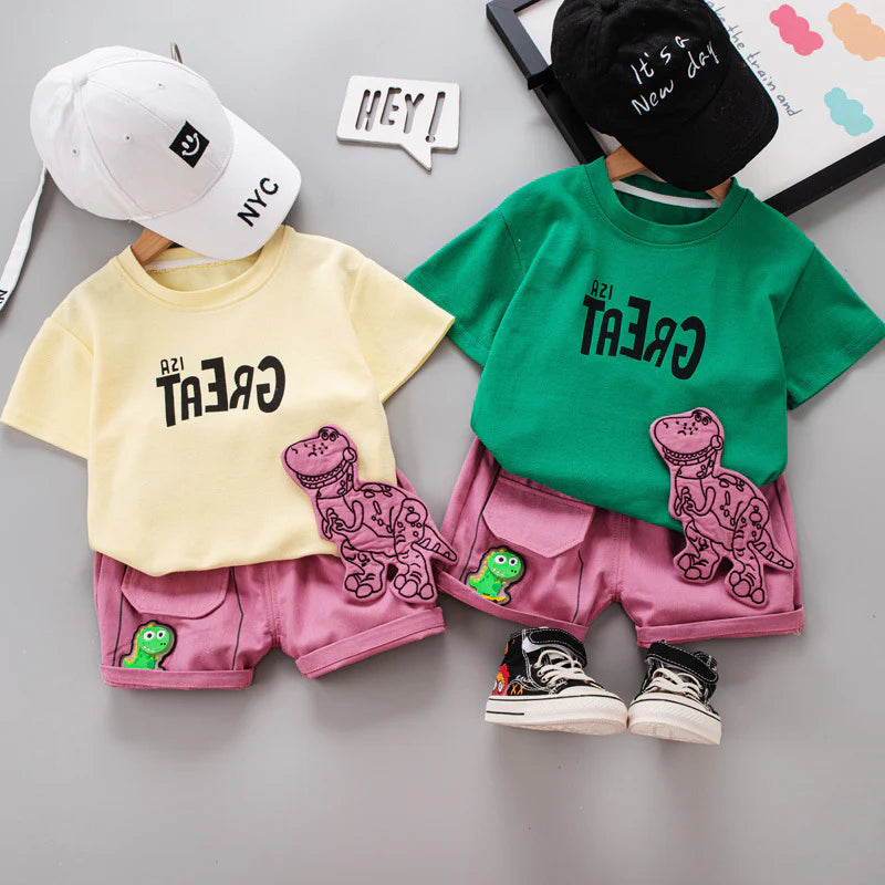 Conjunto Infantil Masculino Verão Dinossauro