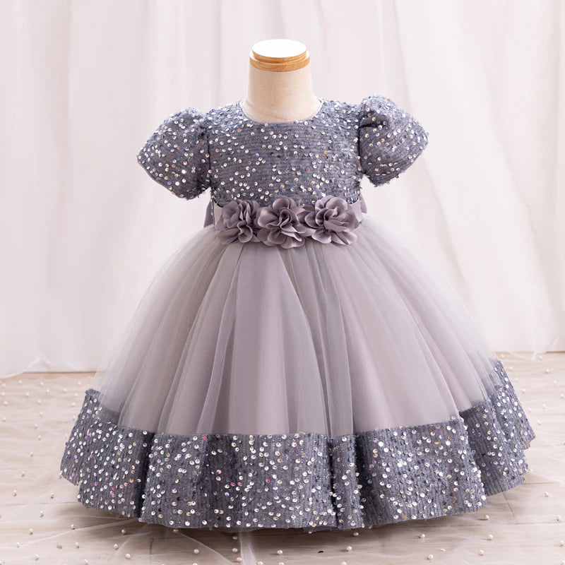 Vestido Infantil Brilhante Flores