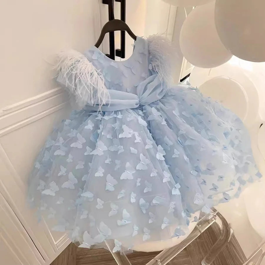 Vestido Infantil Azul Borboletinhas