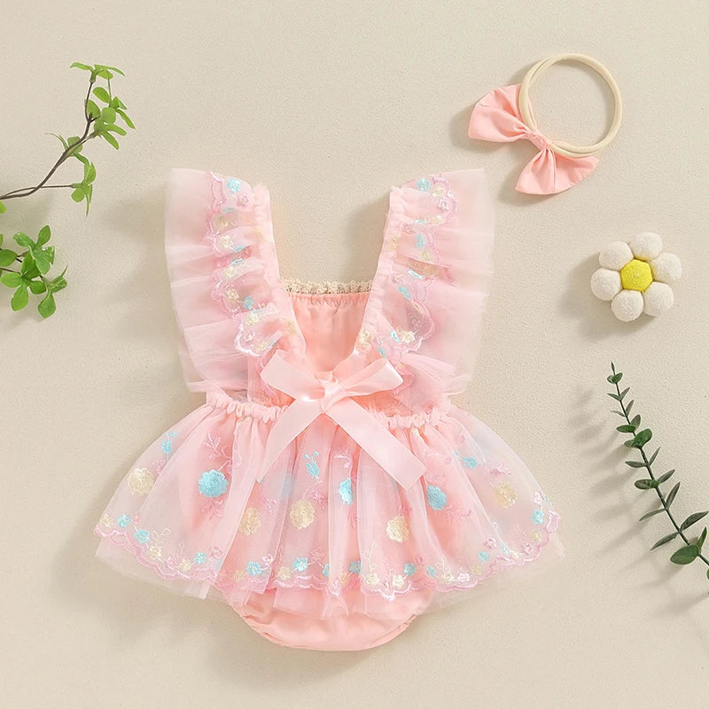 Body Infantil Feminino Bordado Florzinhas