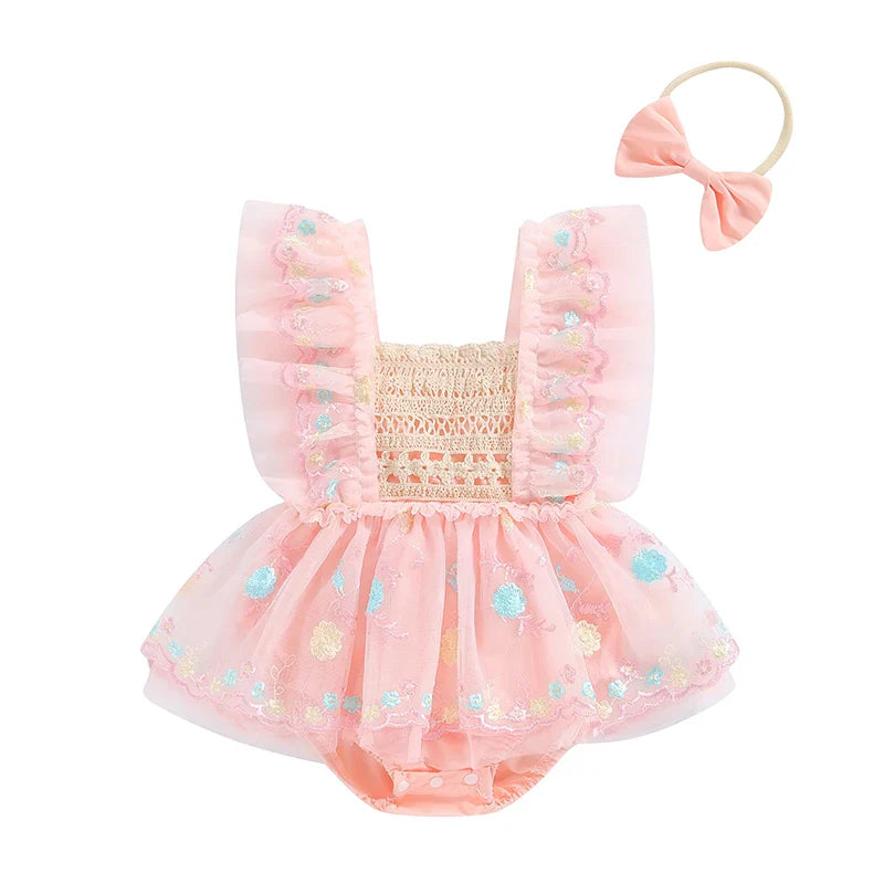 Body Infantil Feminino Bordado Florzinhas