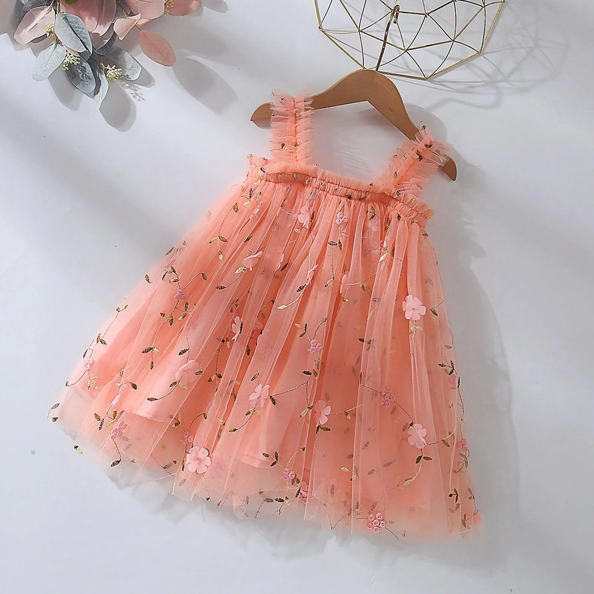 Vestido Infantil Tule com Bordados