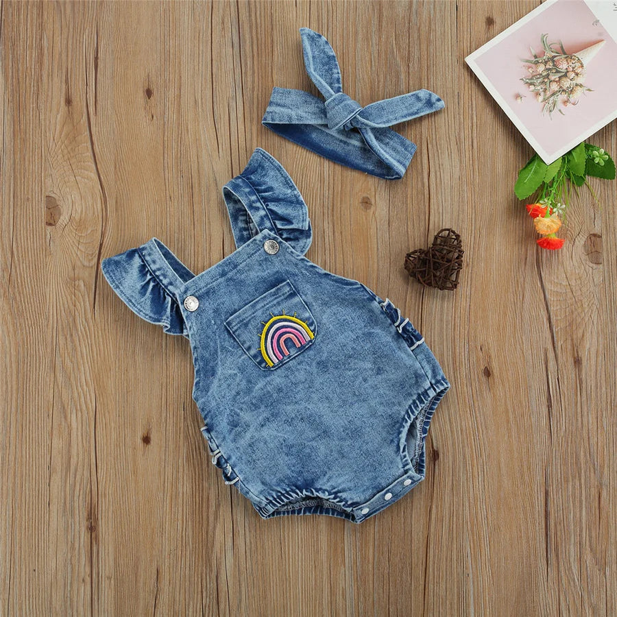 Body Infantil Jeans Feminino Arco Íris